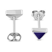 6pairs, Lapiz Lazuli Triangle Silver Stud Earrings - e348